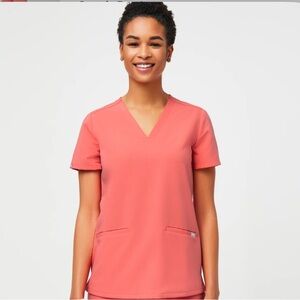 Figs Hot Coral Scrubs Set